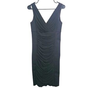 White House Black Market Sleeveless Ruched Bodycon Midi Dress‎ Black 6 Party